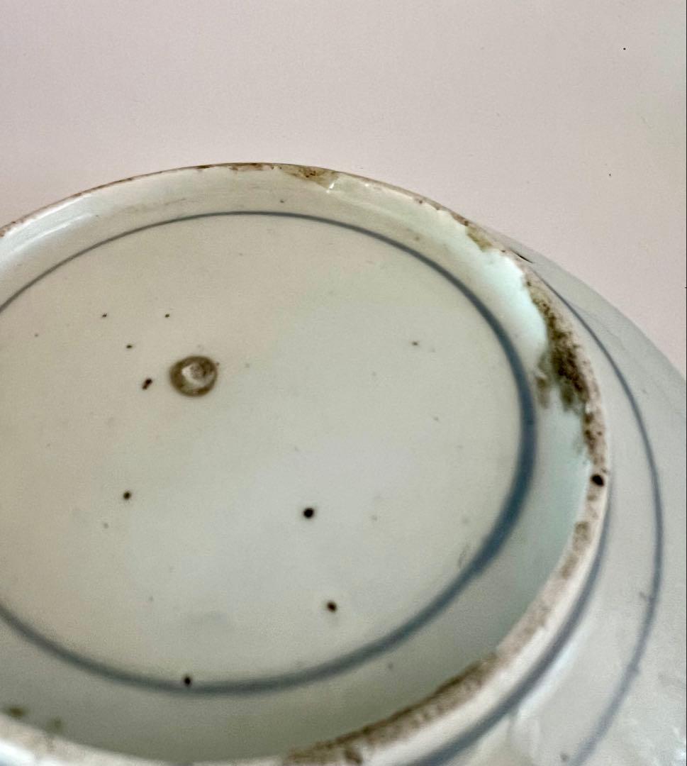 古伊万里　古染付　雁の図皿　染付　アンティーク　古道具　食器