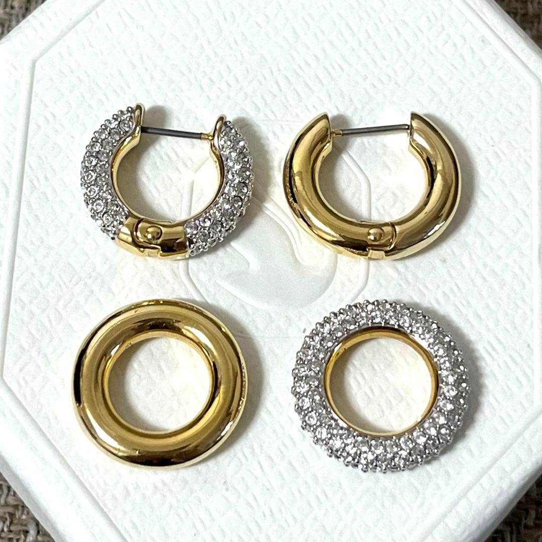 スワロフスキー　ピアス　Dextera フープ　ゴールド　正規品　新品　箱付