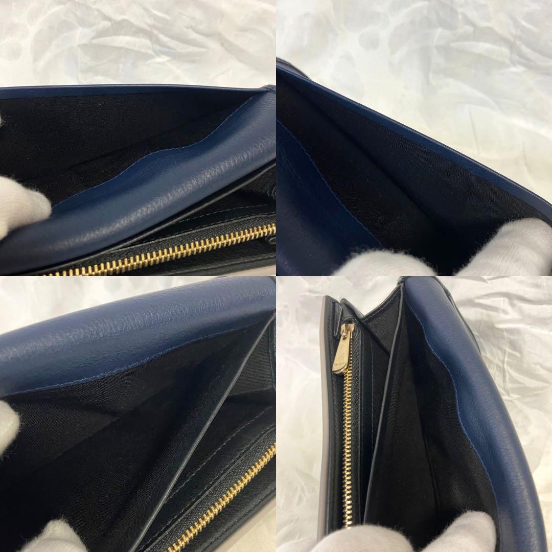 【美品】Salvatore Ferragamo 三つ折り財布 ネイビー/グレー