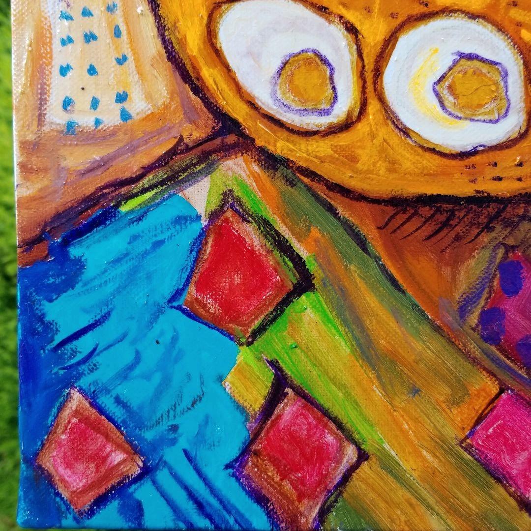 キャンバス油絵　専用　赤いお花とみつばち