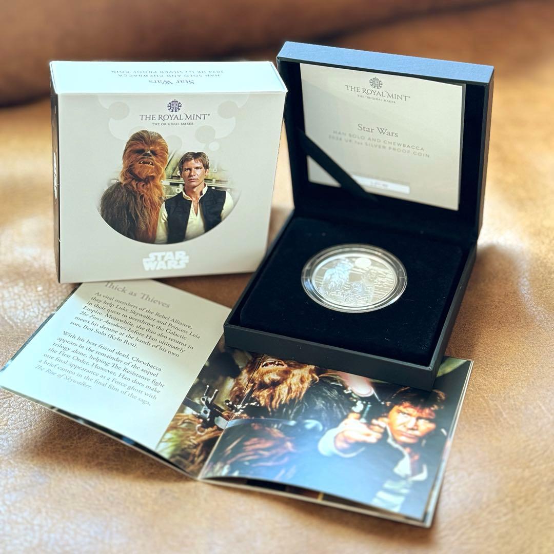 英国2024年スターウォーズ ハン・ソロ＆チューバッカ2ポンドプルーフ銀貨