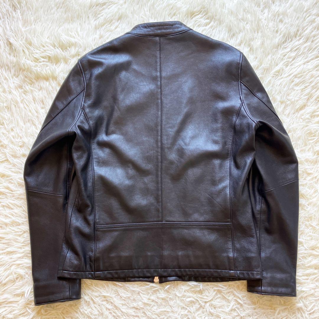 【極美品】近年モデル ナノユニバース 羊革 シングルライダースジャケット 黒 Ｌ