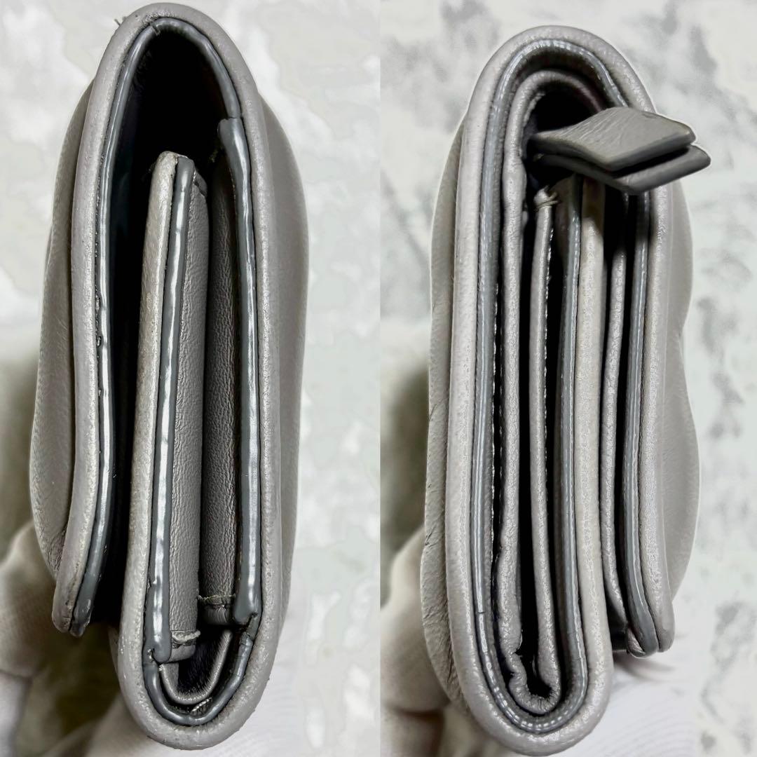 美品✨　【マルジェラ】折り財布 グラムスラム カレンダー オールレザー グレー