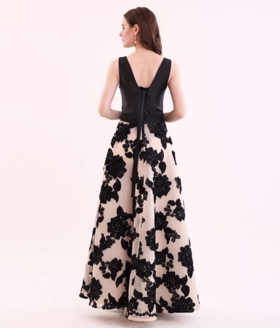 美品✨【SETTAN】パット入りAラインロングドレス　立体刺繍　結婚式　S