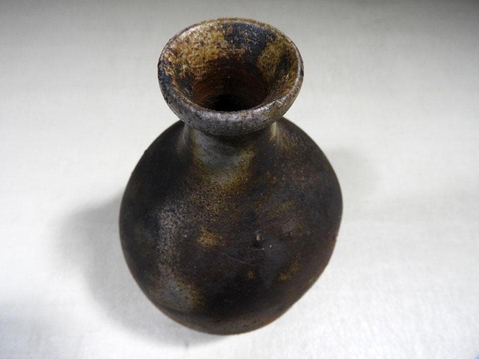 ●貴重 人間国宝 伊勢崎淳 備前焼 徳利 日本酒 栞 共布 共箱 高さ14cm