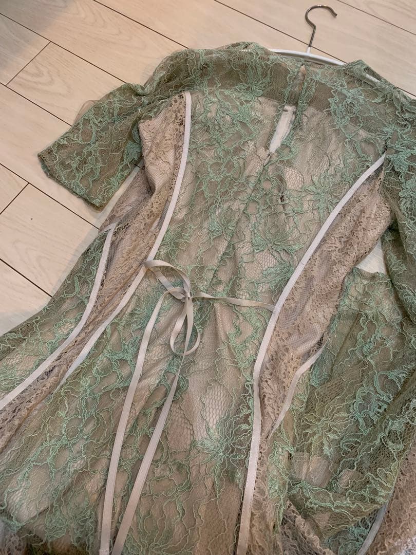 ♡FRAY I.D ミントグリーン×ベージュ　レースフレアドレス♡