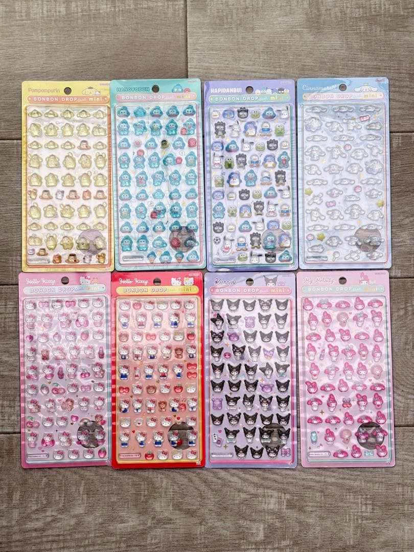 【本日発送⭕️】サンリオ　ボンボンドロップシール　ミニ　コンプリート8枚　高レート