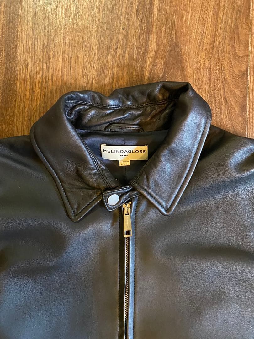 MELINDAGLOSS ブラックラムレザーシングルライダースジャケット