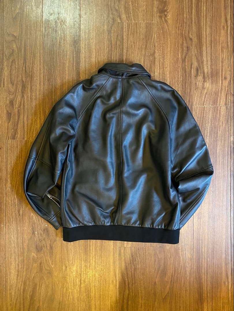 MELINDAGLOSS ブラックラムレザーシングルライダースジャケット