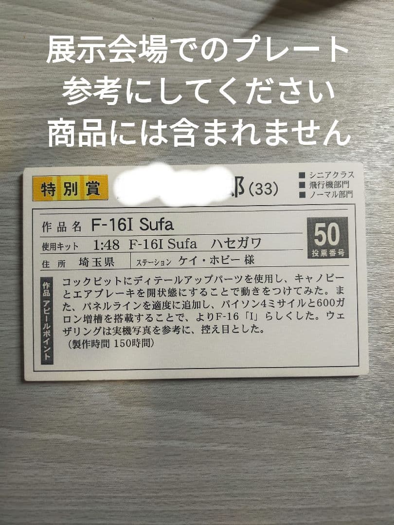 JMC2011入選作品　ハセガワ　1/48　F-16I　イスラエル空軍