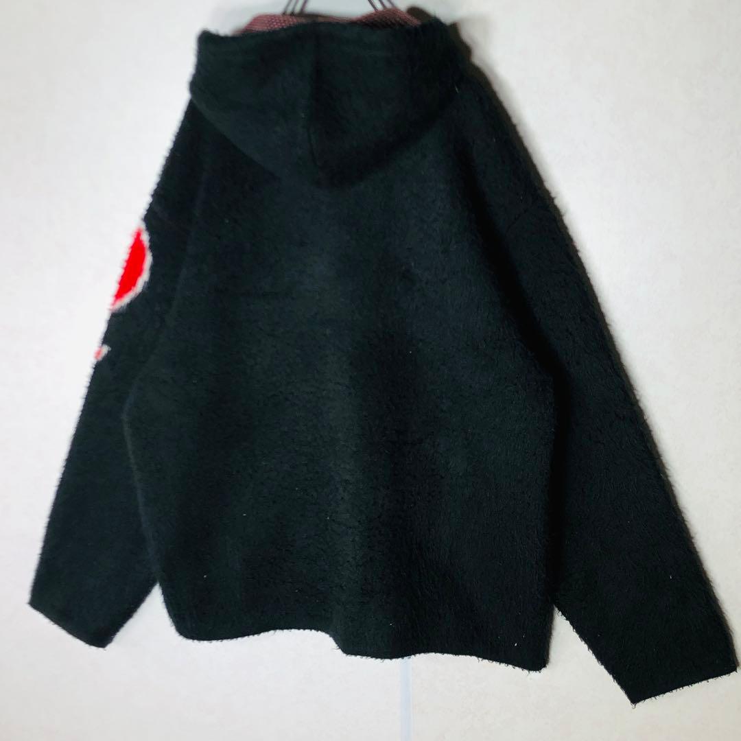 【人気デザイン】シュプリーム アクリル ジップアップ フーディー 黒 赤 M相当
