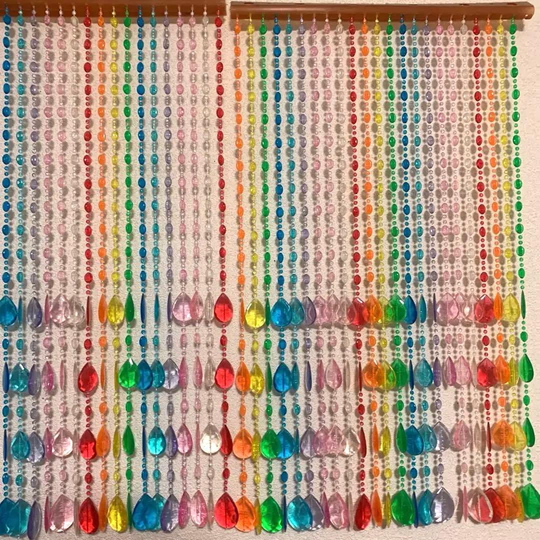 レア★ビーズカーテン　クリア　昭和レトロ　平成レトロ　ポップ　スケルトン　のれん