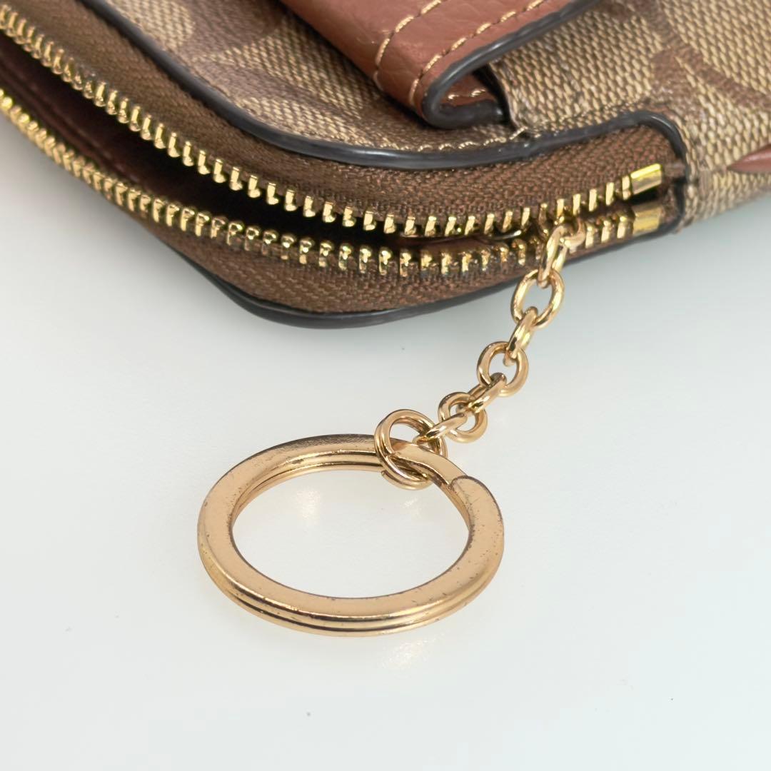 COACH コーチ パース カード シグネチャー キーリング付 C0209