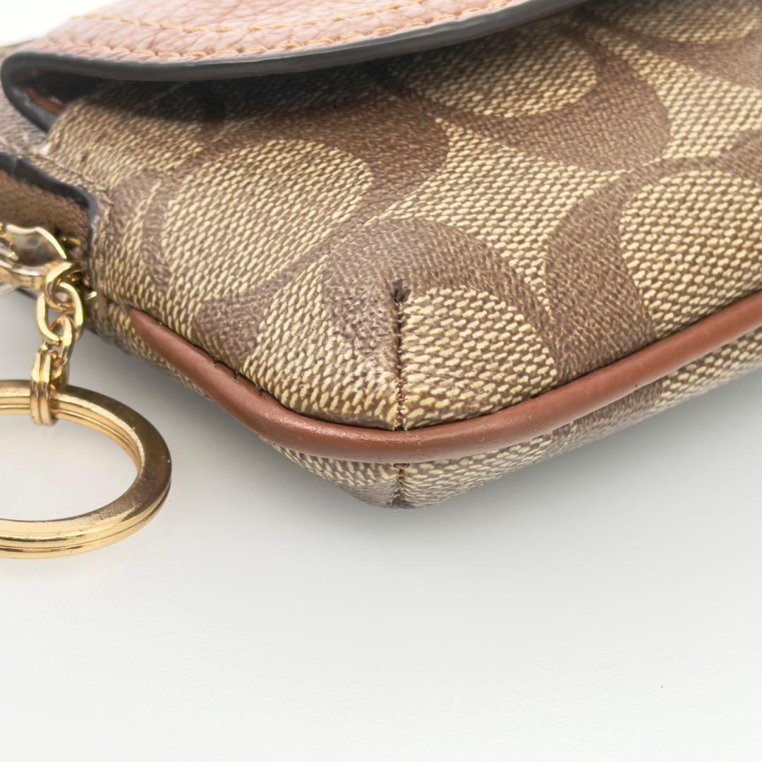 COACH コーチ パース カード シグネチャー キーリング付 C0209