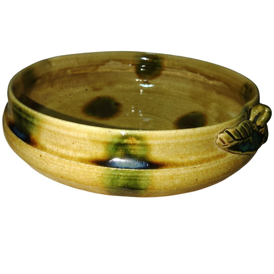 黄瀬戸平鉢　菓子鉢　木箱付