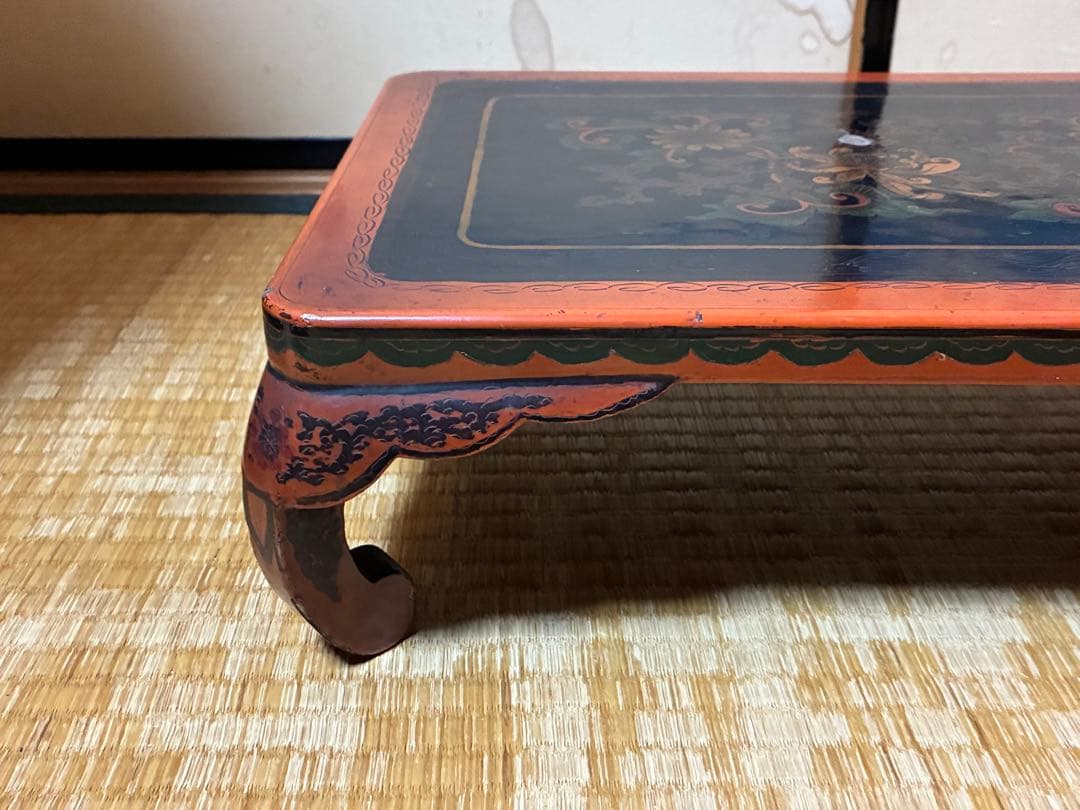 木製 漆塗 四足 花台 架台 時代物 中国？