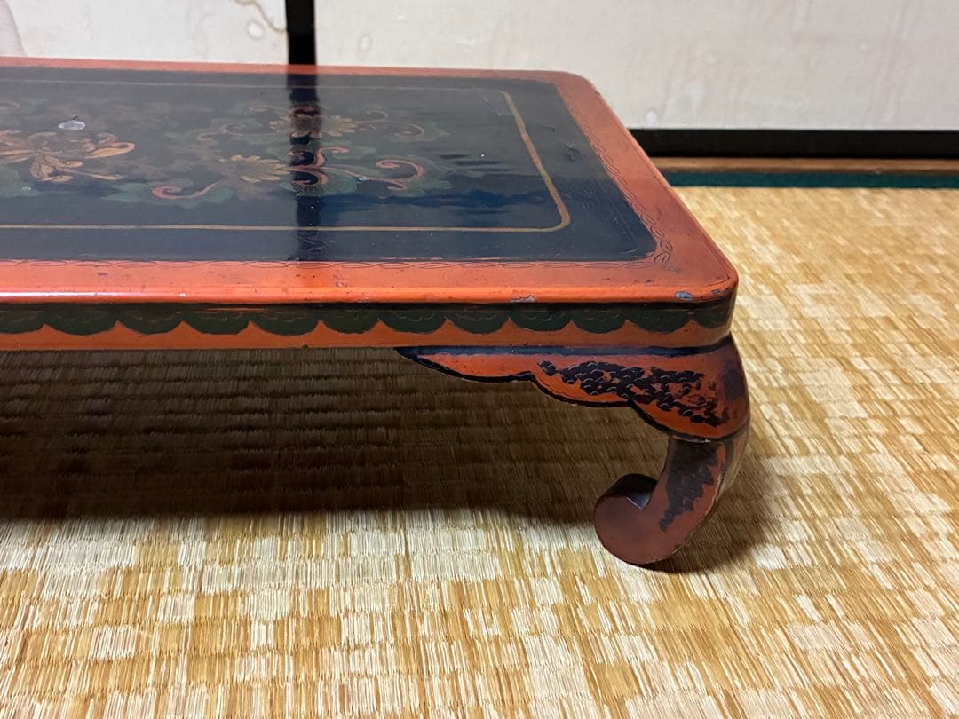 木製 漆塗 四足 花台 架台 時代物 中国？