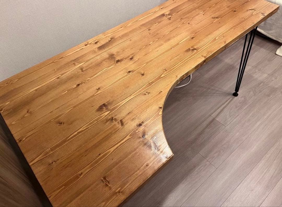 [幅140] ロウヤ L字デスク 天然無垢材使用 スチール脚