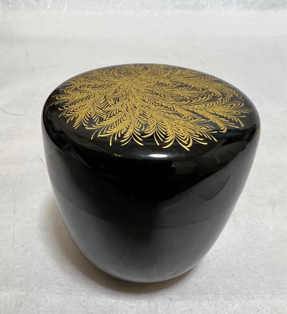 茶道具茶器黒塗 松喰鶴蒔絵 美品現状品のみサイズ約高さ7cm×6.5cm木箱あり