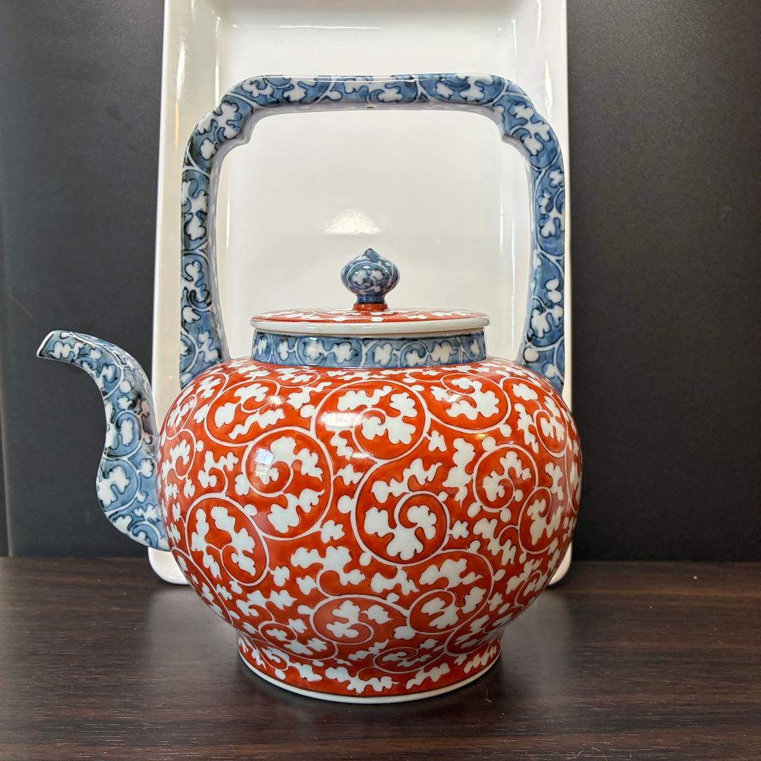 源右衛門窯　希少　赤絵更紗唐花紋