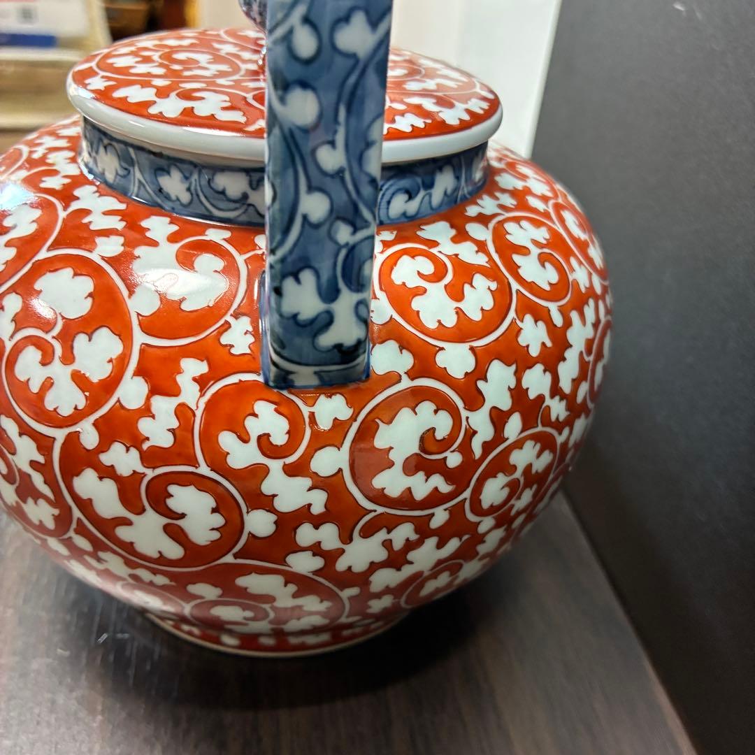 源右衛門窯　希少　赤絵更紗唐花紋