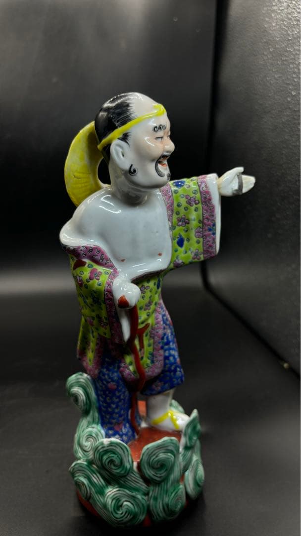 中国美術 古玩 色絵陶人形 陶器人形 高さ約26cm 置物 オブジェ 古董品