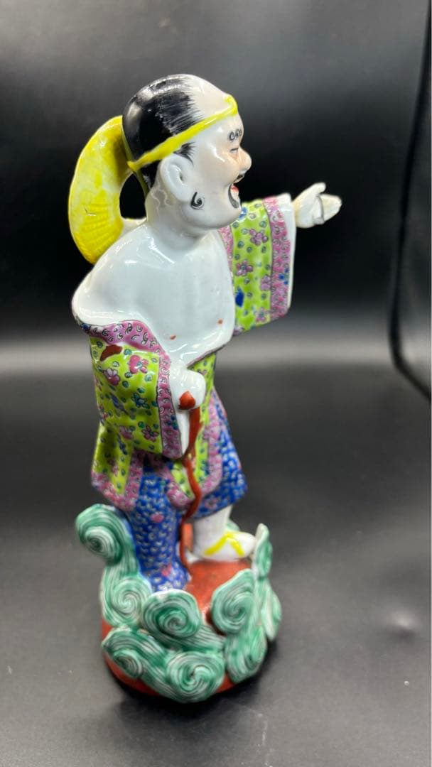 中国美術 古玩 色絵陶人形 陶器人形 高さ約26cm 置物 オブジェ 古董品