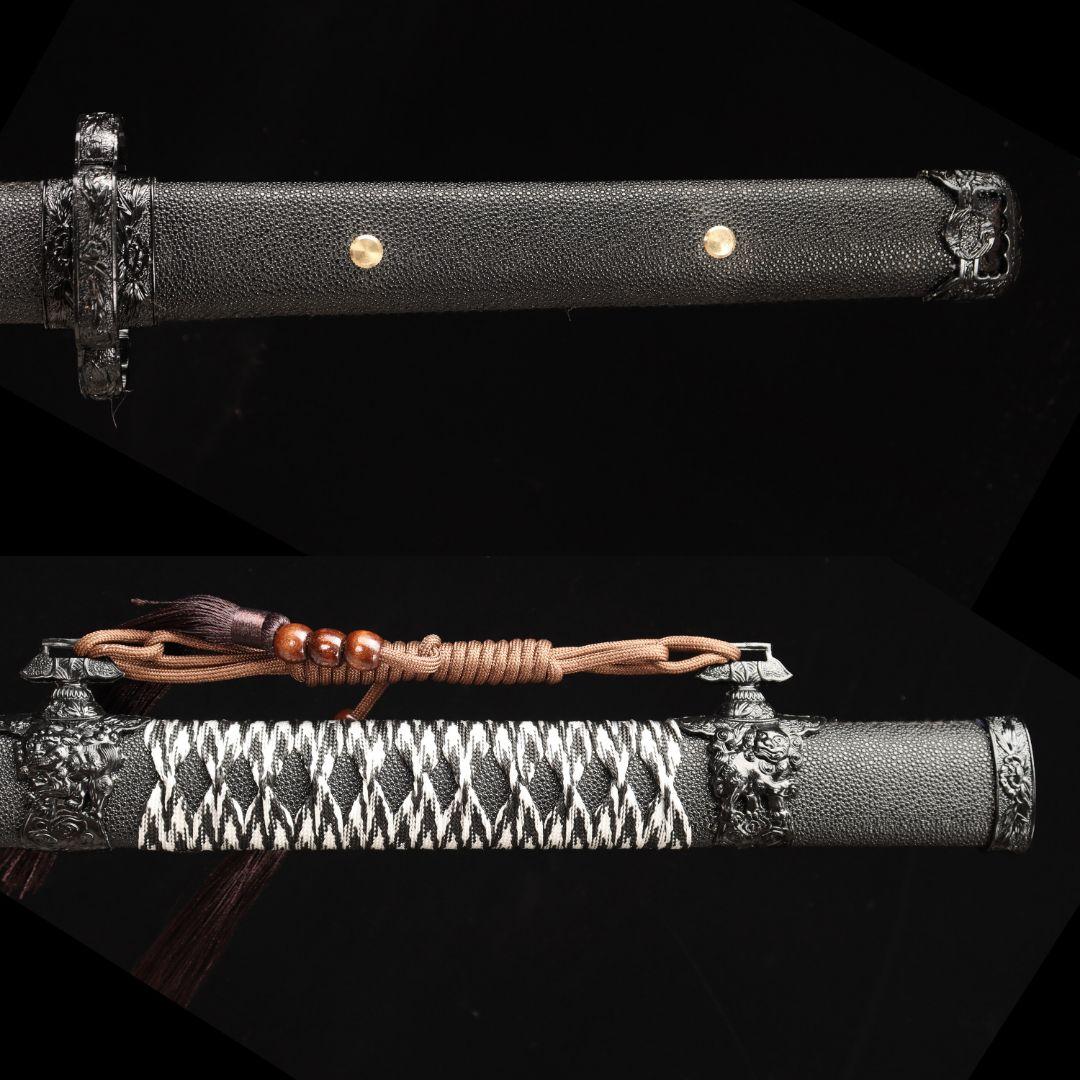 武具　刀装具　日本刀　模造刀 横刀 直刀 黒獅子唐横刀