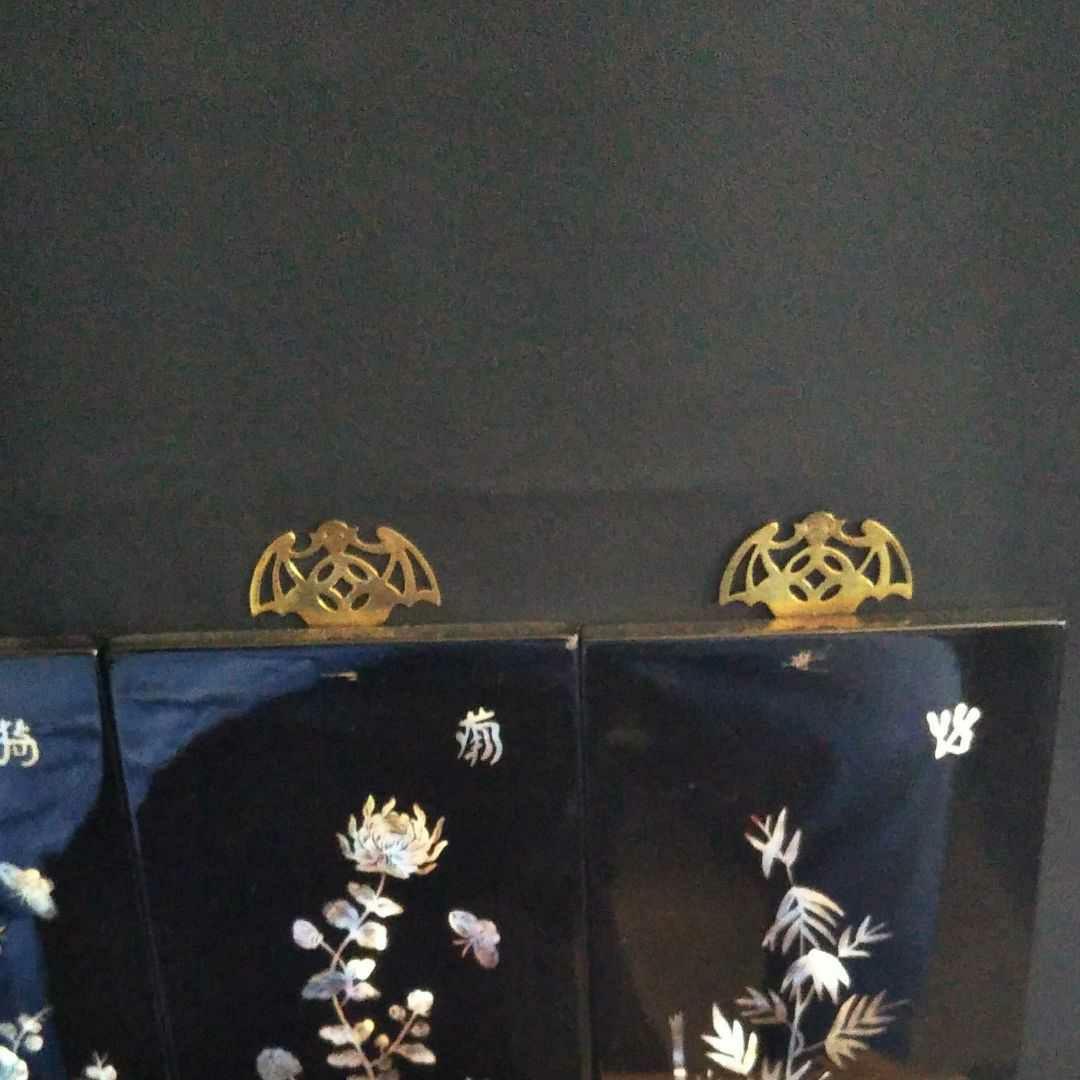 ※中国古美術/螺鈿細工四季飾り/4枚セット/