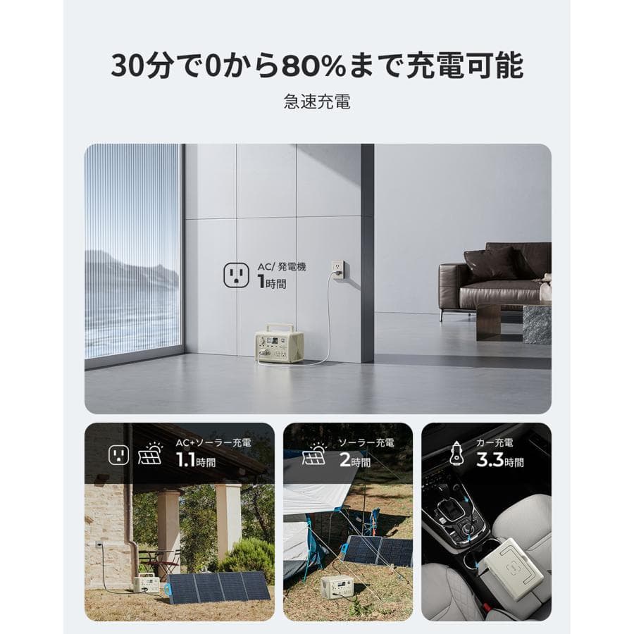 BLUETTI EB3A ポータブル電源 ベージュ 268Wh 防災 アウトドア