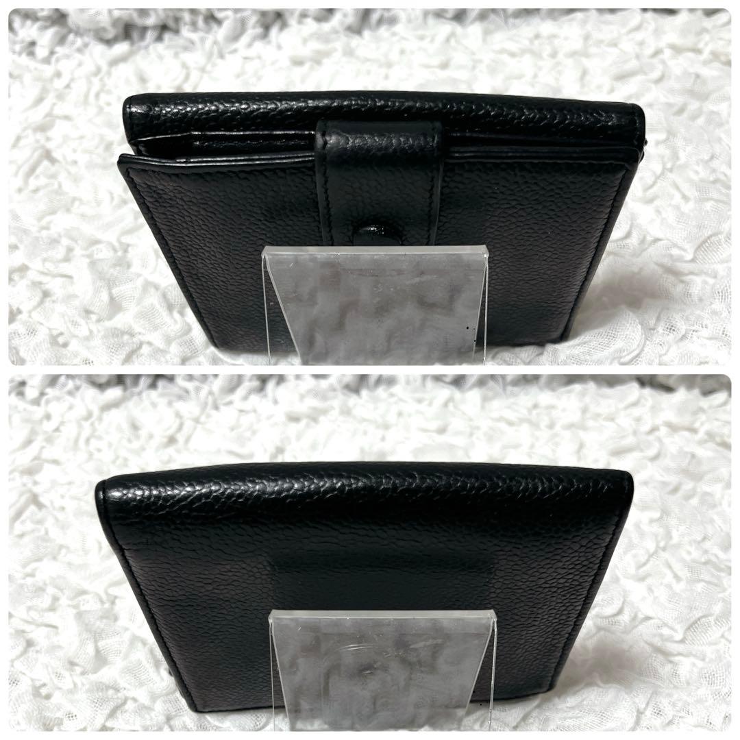 CHANEL ブラックレザー 二つ折り財布　ココマーク　キャビアスキン　本革