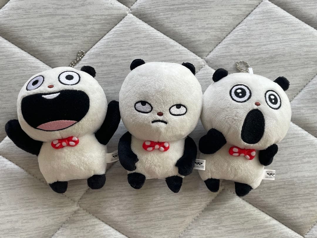 にしむらゆうじごきげんぱんだ カバンに付けられるぬいぐるみ 3体セット