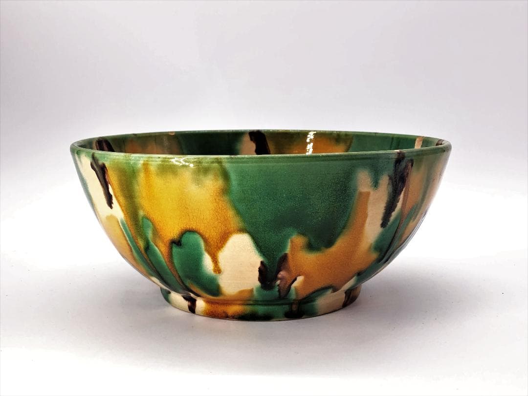 【 倣唐三彩 中鉢 】 清～民国期 中国古玩 骨董