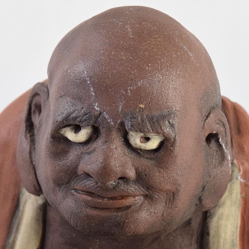 駿河山正作　紫砂　朱泥　彩色　達磨像　置物　N R8827