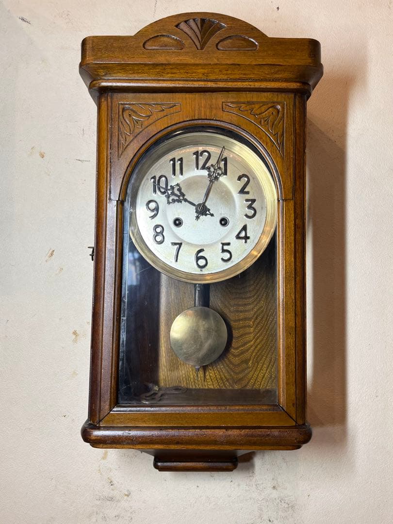 ユンハンス　横幅広型　柱時計　古時計　振り子　レトロ　アンティーク時計　精工舎