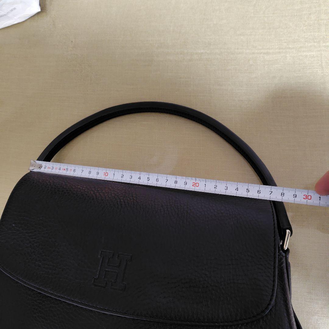 【美品】 ヒロフ HIROFU ハンドバッグ ペルーシェ　シボ革　濃紺　冠婚葬祭