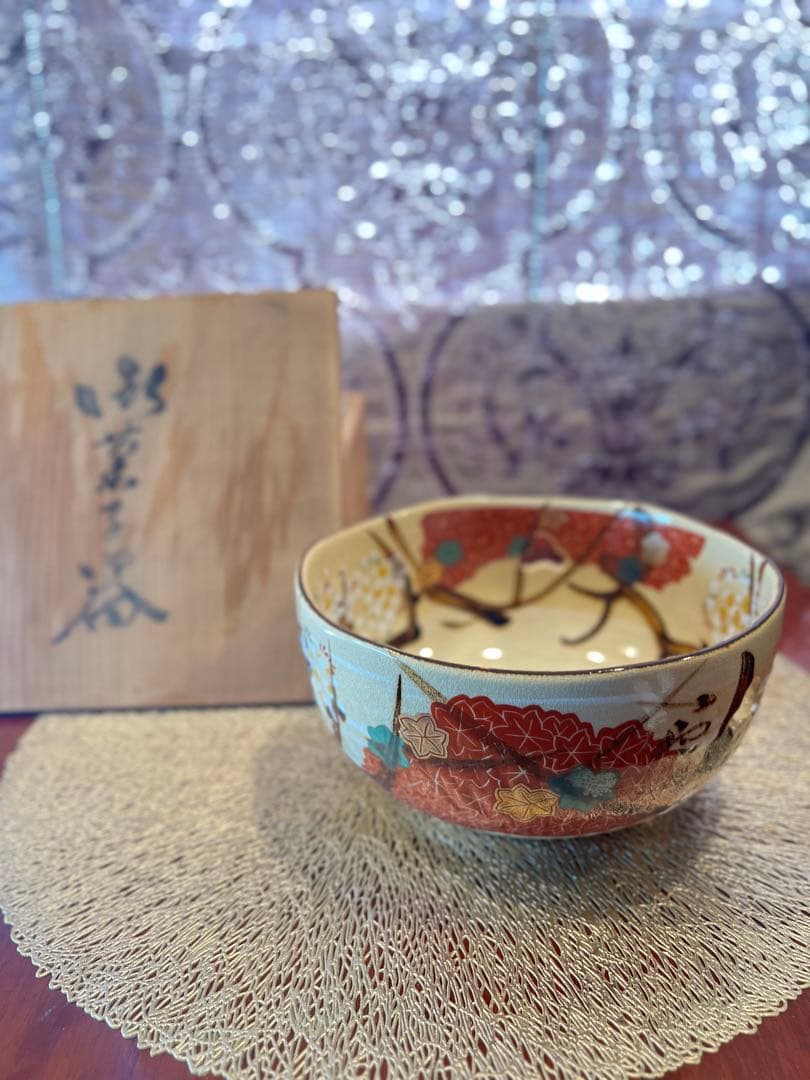 清水焼　雲錦菓子鉢 井泉　茶道具 茶懐石 菓子鉢 Japan 金彩色絵