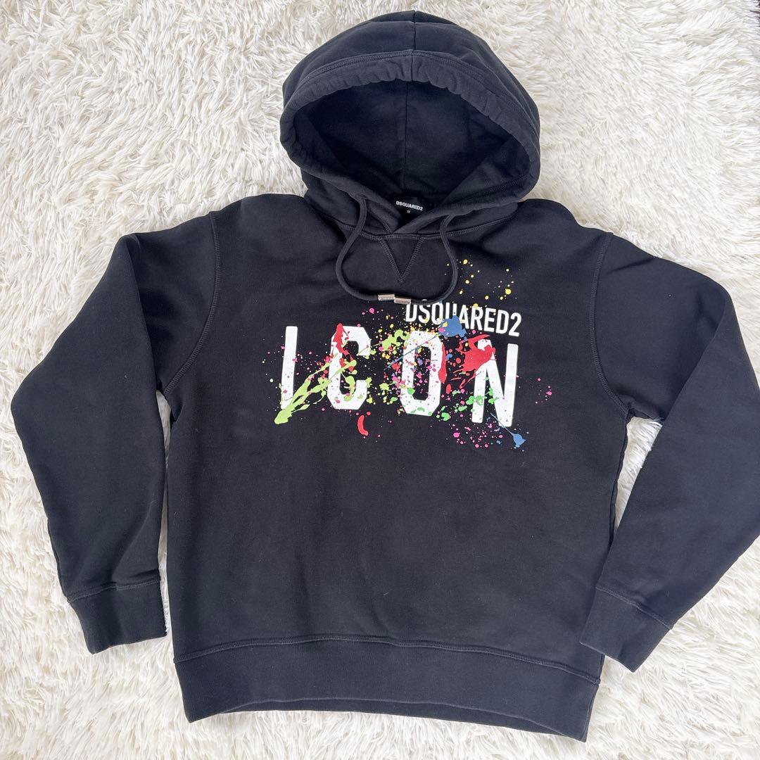 ディースクエアード パーカー　メンズ　M ブラック　黒　プルオーバー　美品