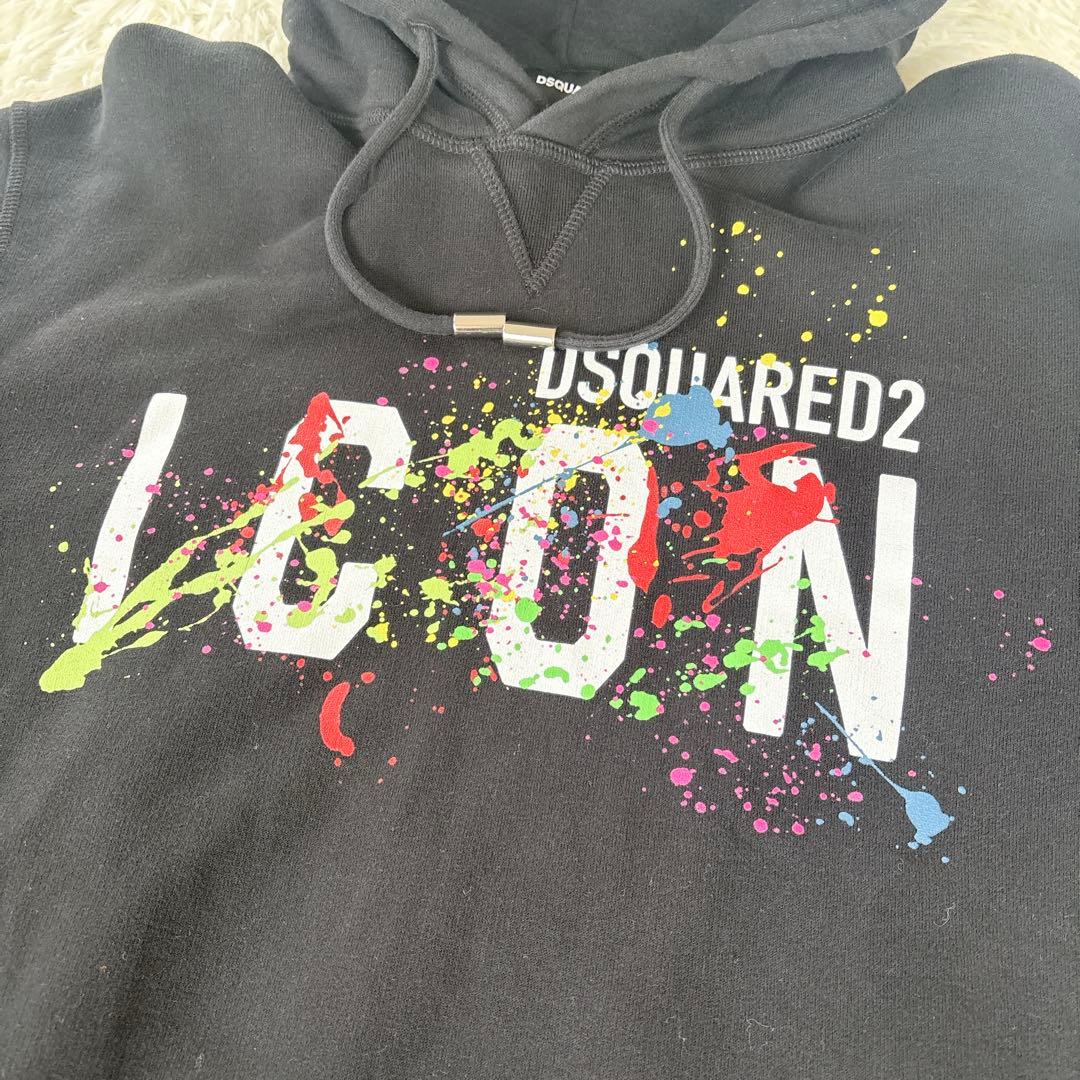 ディースクエアード パーカー　メンズ　M ブラック　黒　プルオーバー　美品