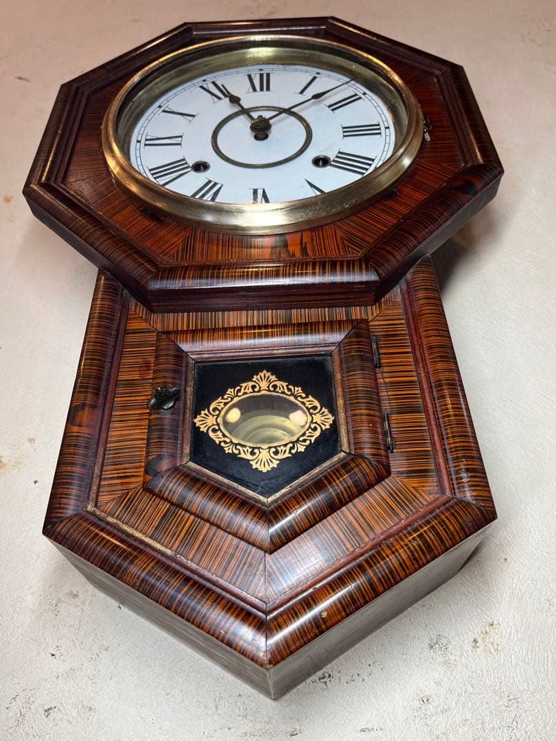 精工舎　八角　刷毛目　柱時計　古時計　振り子　ゼンマイ　ボンボン　レトロ　雑貨