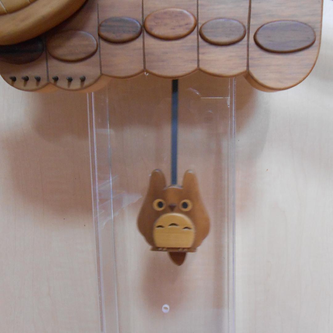 となりのトトロ　ねこバス手彫り　木製柱時計