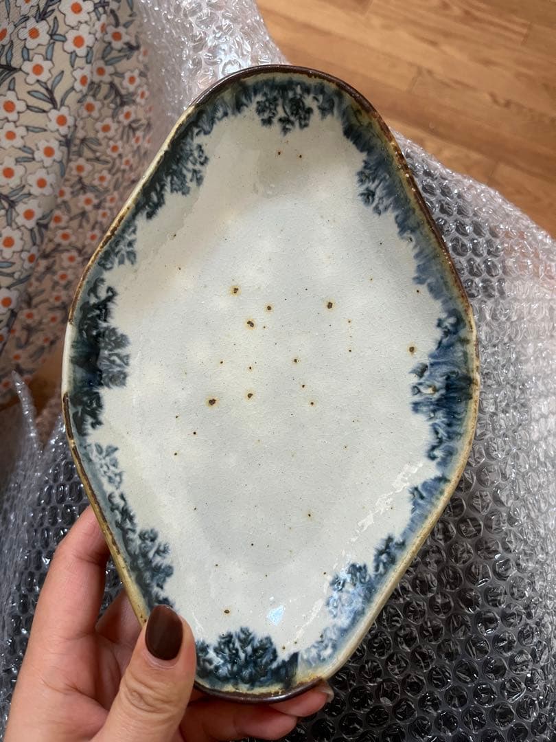 市野吉記（コウホ窯）楕円皿 21×13cm 作家器 陶器