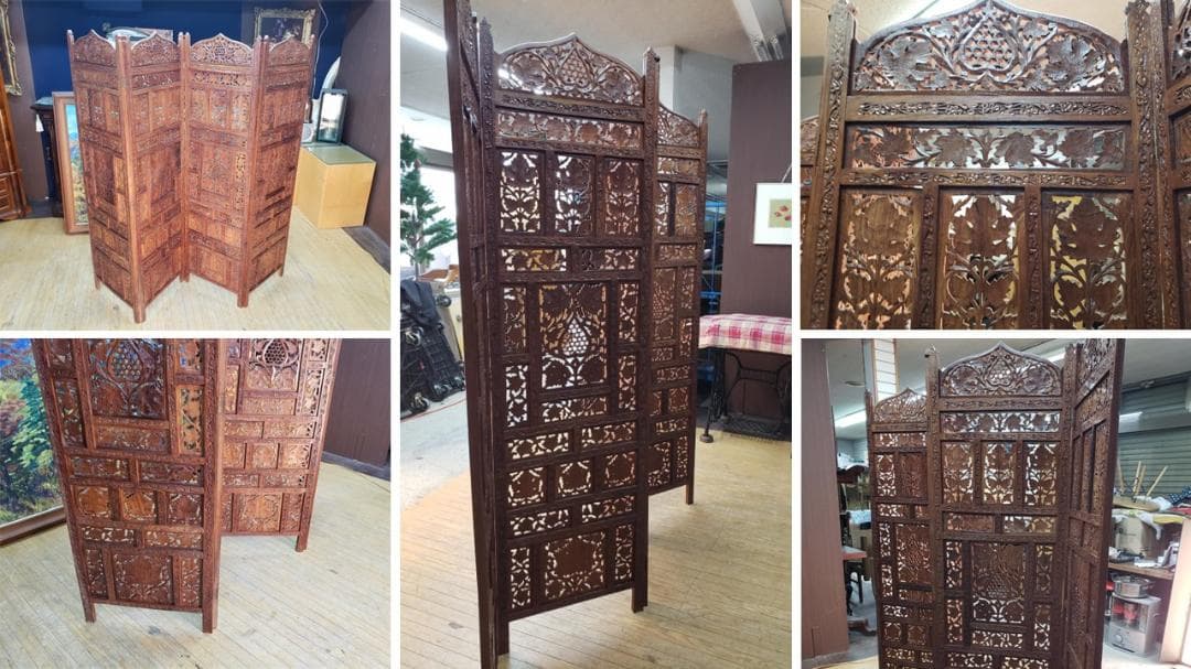 boo　美品　木製　四枚折り畳み　パーテーション