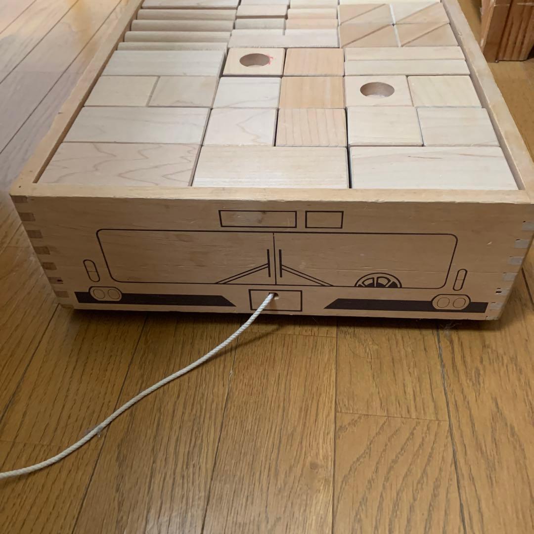 レトロ　積み木　車型　くるま　木製　ブロック