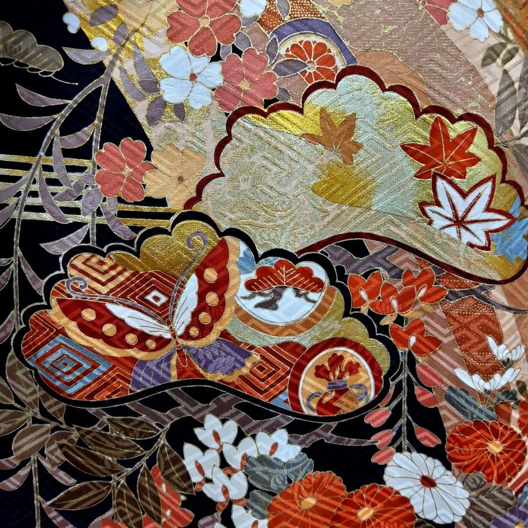 振袖フルセット(7点)・成人式・古典柄・金彩加工・束ね熨斗・金駒刺繍・正絹