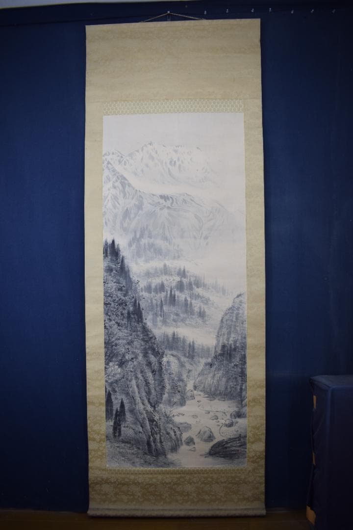 虚船/雪景山水図/大山図/掛軸☆宝船☆Y-965　JM