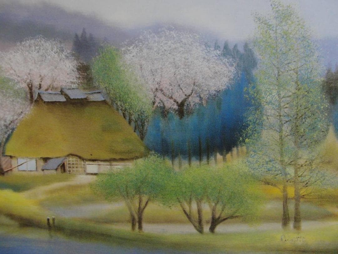 折本美禰子、山の辺、希少な額装用画集より、新品高級額装付、状態良好