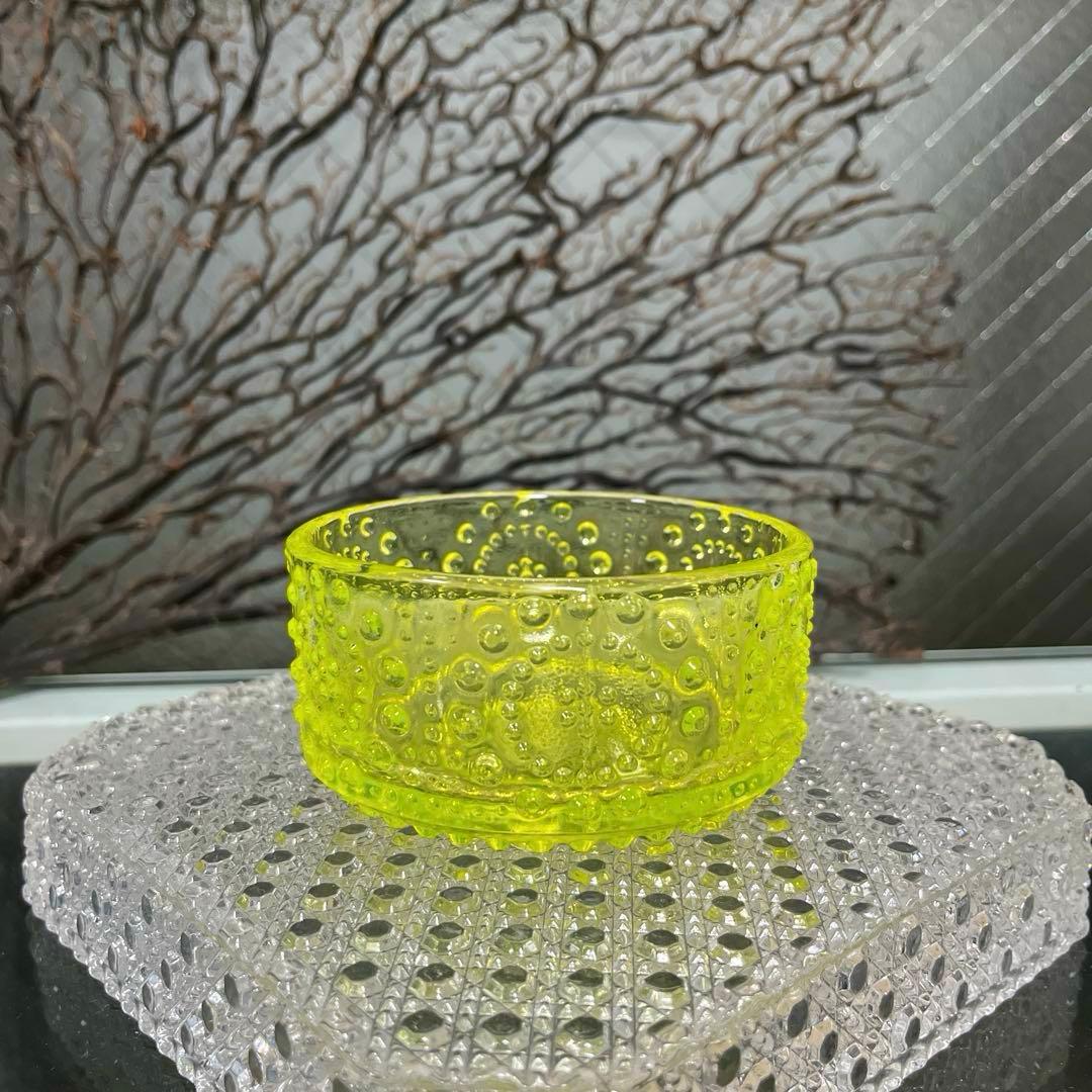 骨董　時代ガラス　フィンランド　グラッポニア ボウル　小鉢　ウランガラス１客①