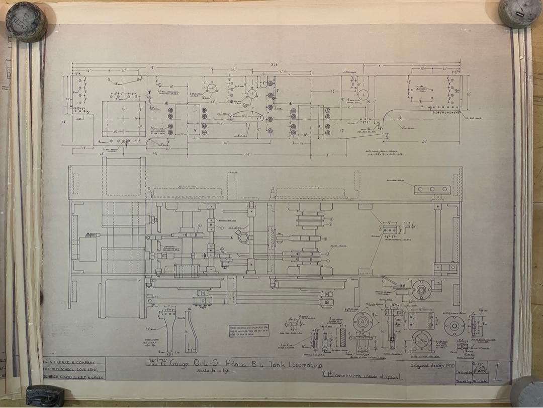 機関車図面大判サイズ#4　0-4-0 ADAMS B4　11sheets