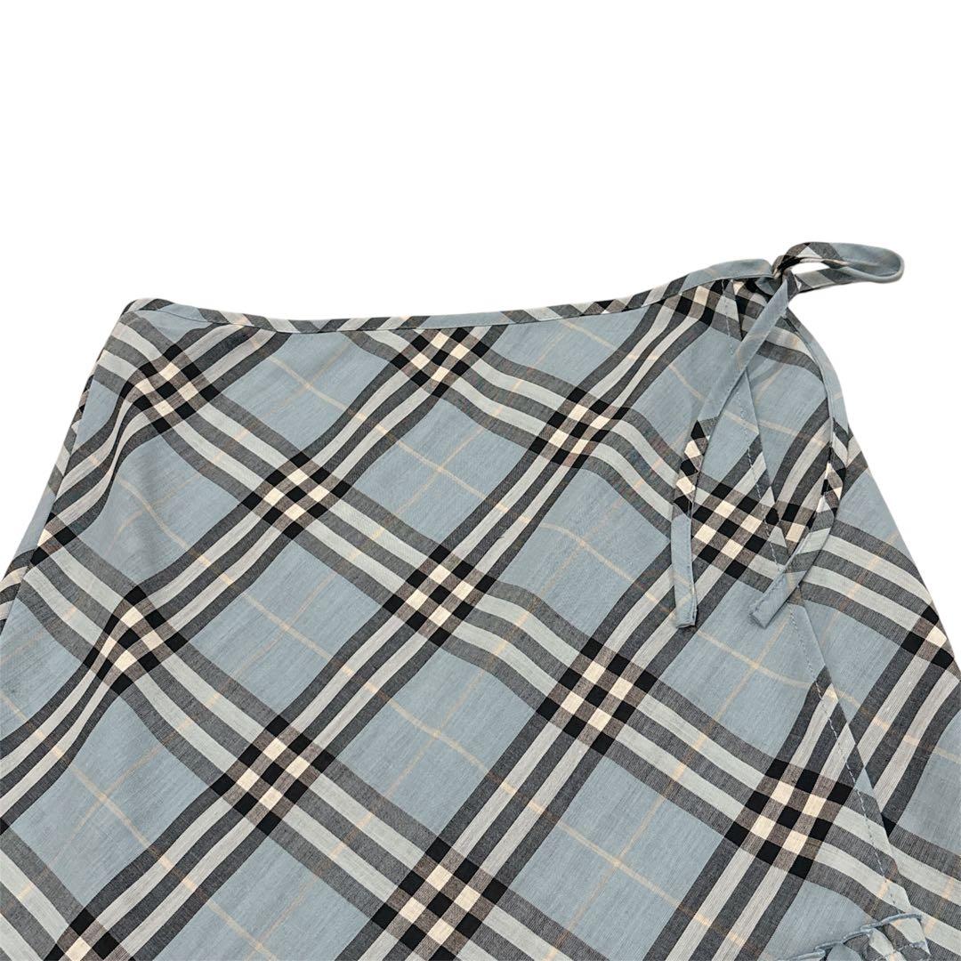 BURBERRY BLUE LABEL チェック柄ラップスカート ブルー フリル